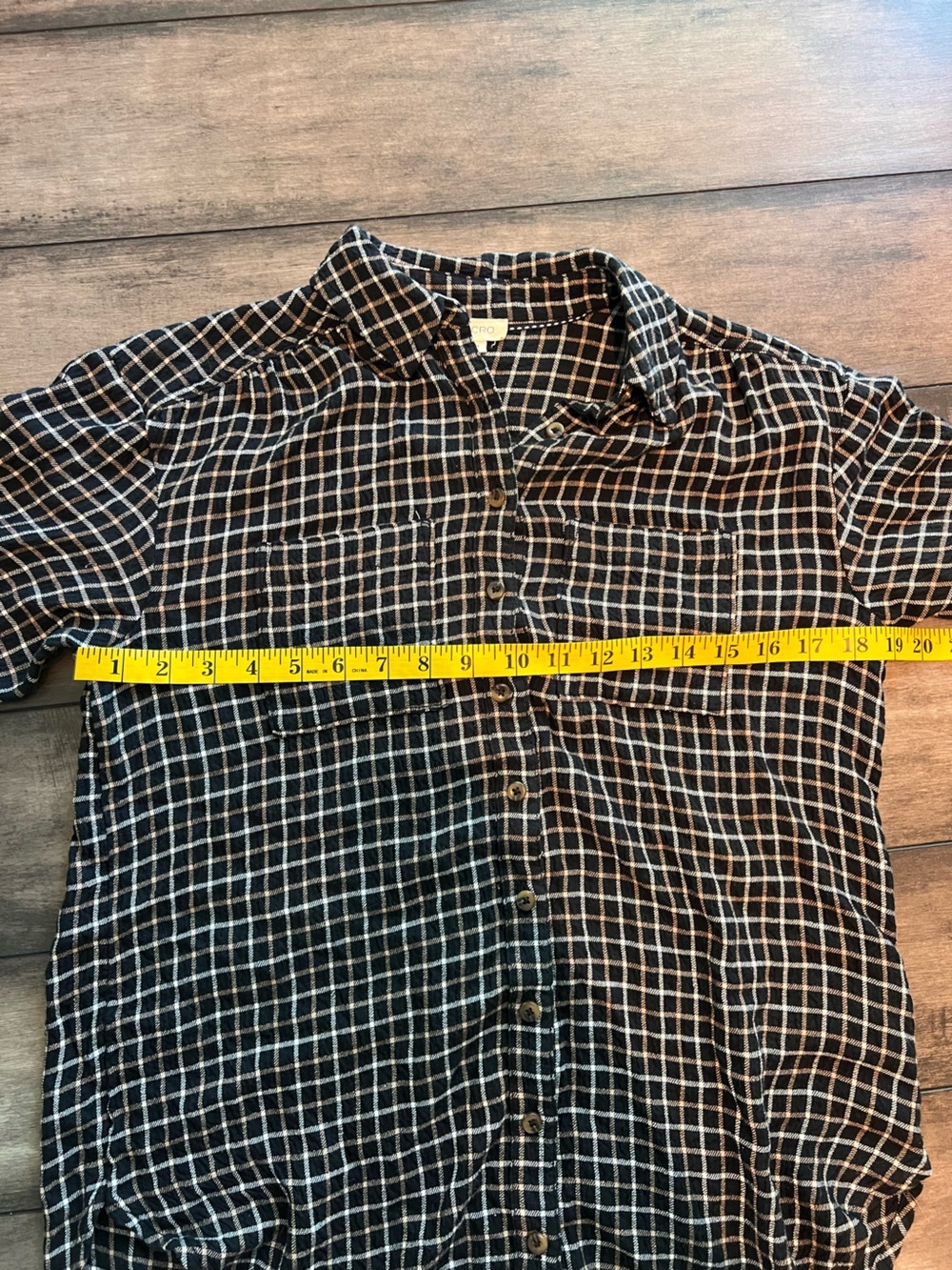 Anthropologie Pilcro Hadley Relaxed Plaid Black Windowpane Button-Up Shirt - Picture 7 of 7
